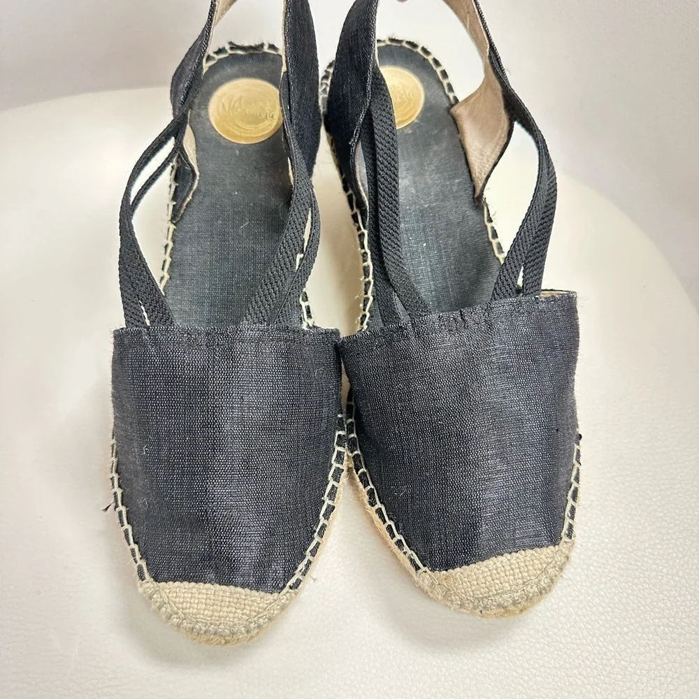 Vidorreta Black Canvas Espadrille Wedges | Size 36 (US 5.5–6)